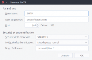 Nouveaux réglages SMTP